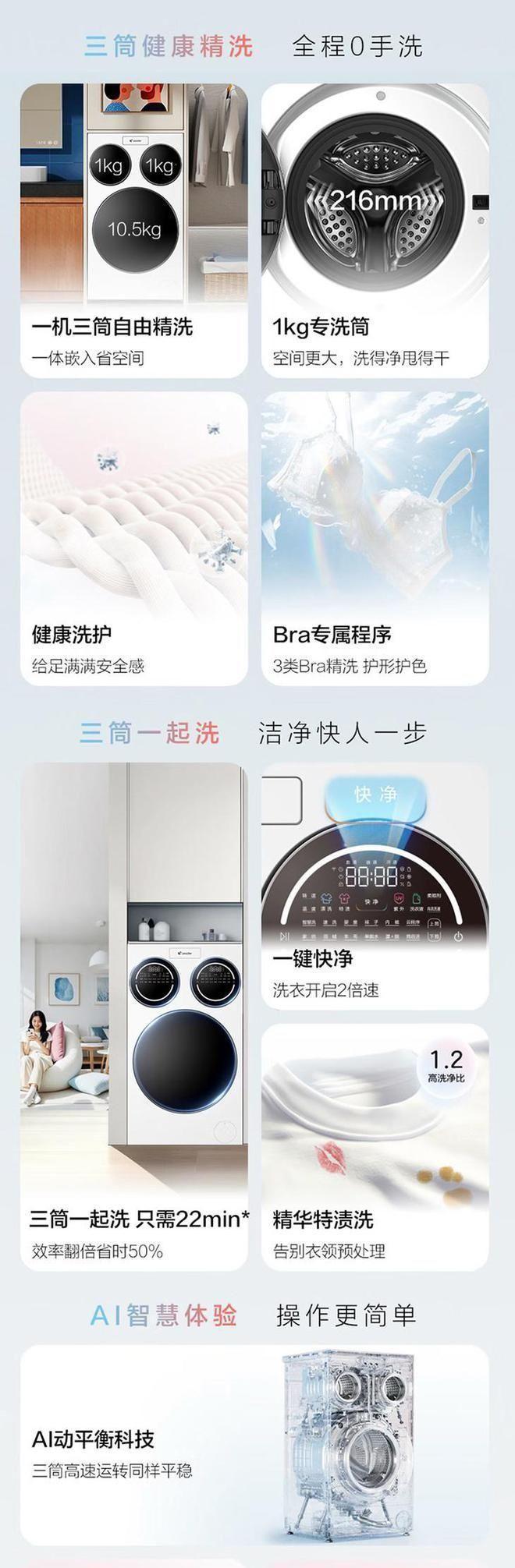 懒人洗衣机预售：三筒设计洗衣新体验龙8中